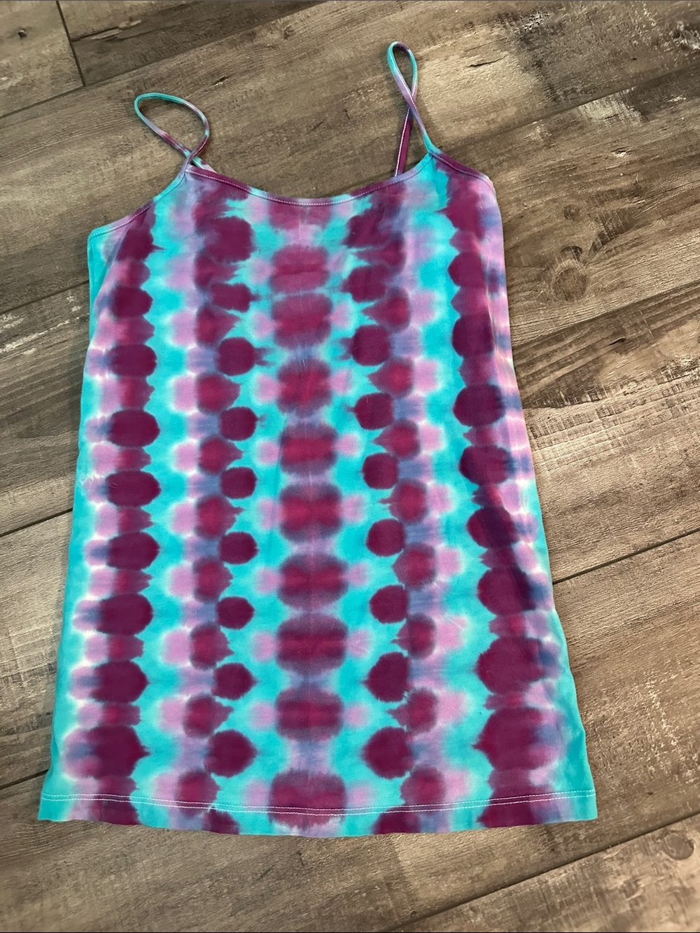 No Boundaries Aqua & Purple Tie-Dye Spaghetti Strap Tank